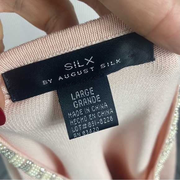 silx by August Silk 17.5" sleeve light pink with pearl buttons cardigan… - Picture 8 of 8